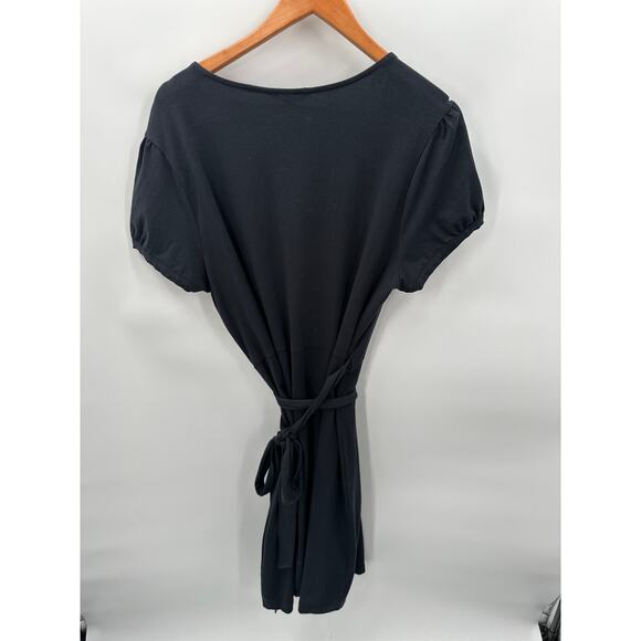LANDS END NWT Black Short Sleeve Wrap Dress // L - Picture 8 of 9